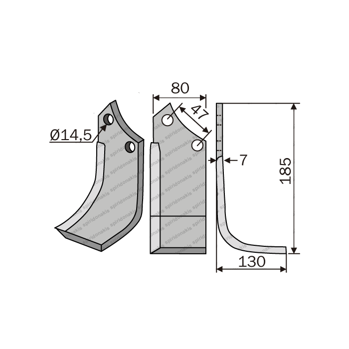 Rotary Cultivator Blade Maschio UN Angular 