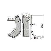 Rotary Cultivator Blade Nardi Curved 75x6