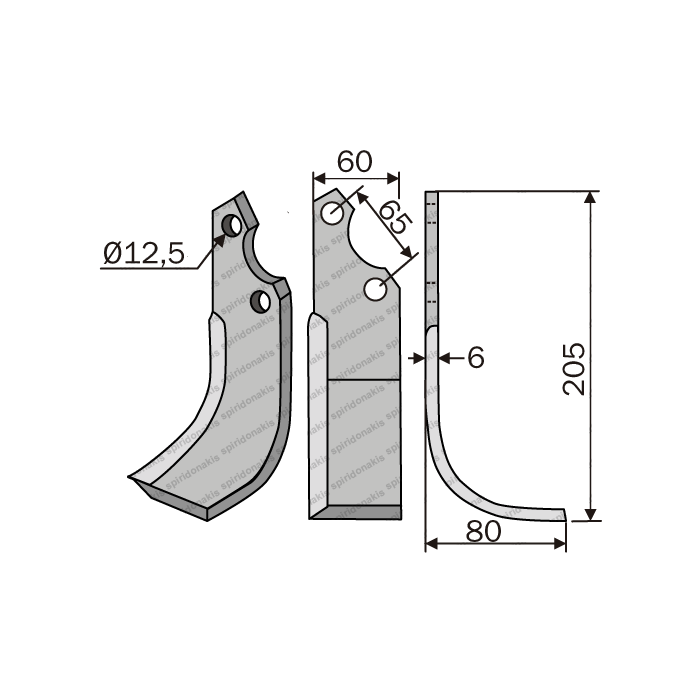 Rotary Cultivator Blade Ortolan 60x6