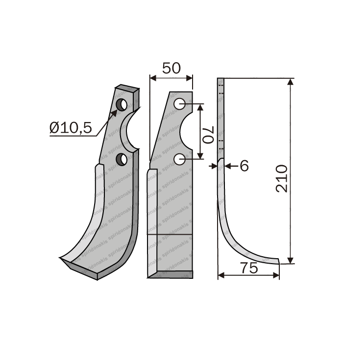 Rotary Cultivator Blade SEP 130 45x6