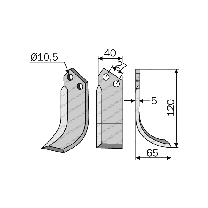 Rotary Cultivator Blade SEP 1300-2000 Ferrari 40x5