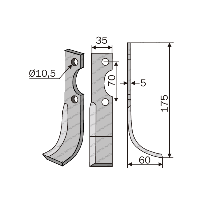 Rotary Cultivator Blade SEP 50 35x5