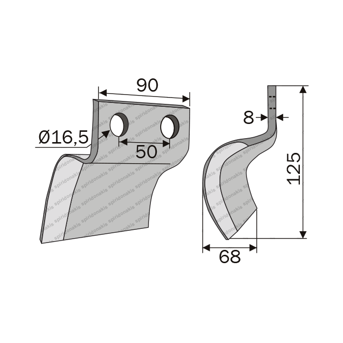 Trencher Teeth 90x8 Agritech Left