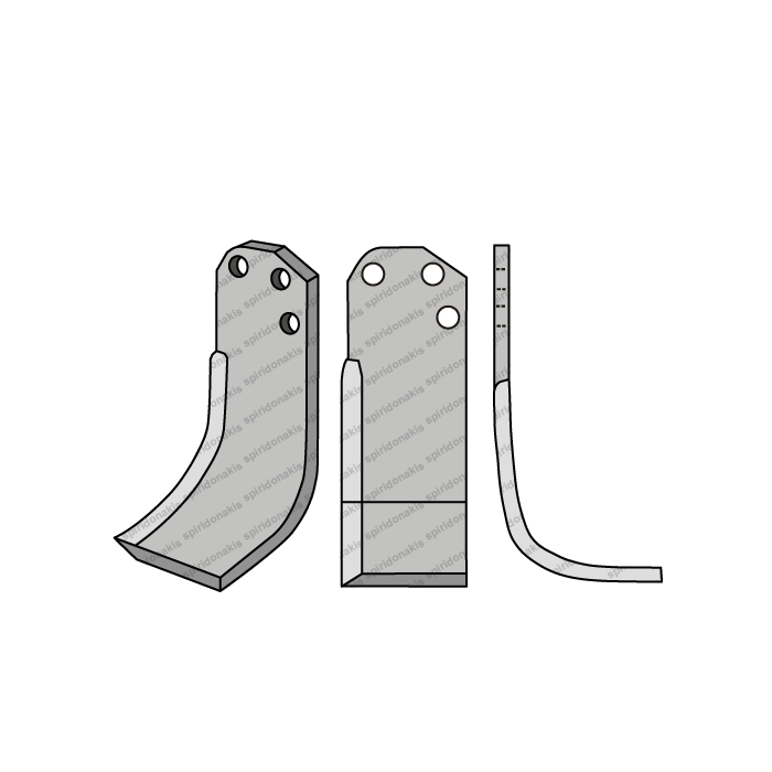 ROTARY CULTIVATOR BLADE TORT 3 HOLES ANGULAR (80Χ8/ΚΚ40Χ40/Φ14,5)