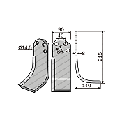 ROTARY CULTIVATOR BLADE TORT 3 HOLES ANGULAR (80Χ8/ΚΚ40Χ40/Φ14,5)