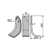 Rotary Cultivator Blade Tortella 75x7