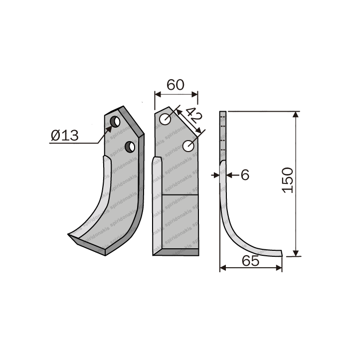 Rotary Cultivator Blade Gemka-Koutsikos 60x6