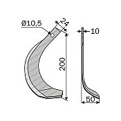 Rotary Cultivator Blade Kubota 24x10 Straight-Short-Left