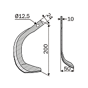 Rotary Cultivator Blade Kubota (24x10/Φ12,5) Straight-Right-Special