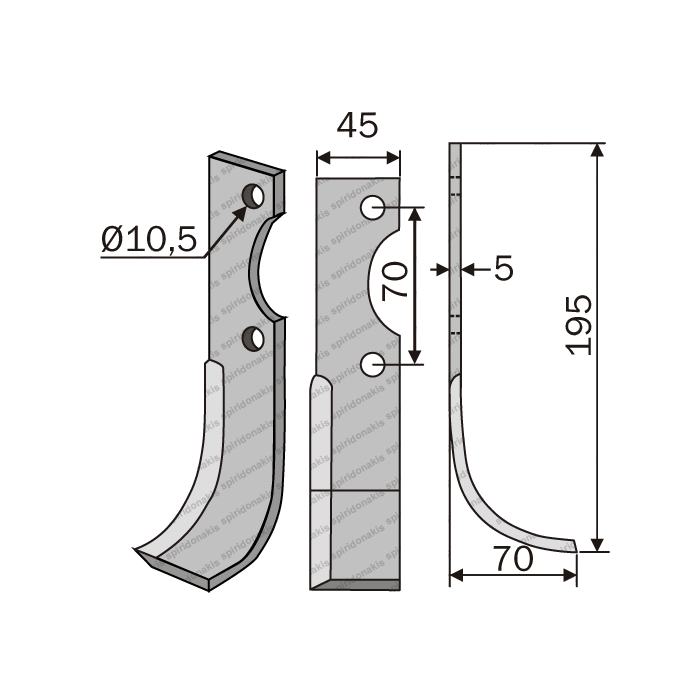 Rotary Cultivator Blade Barbieri 900 40x5