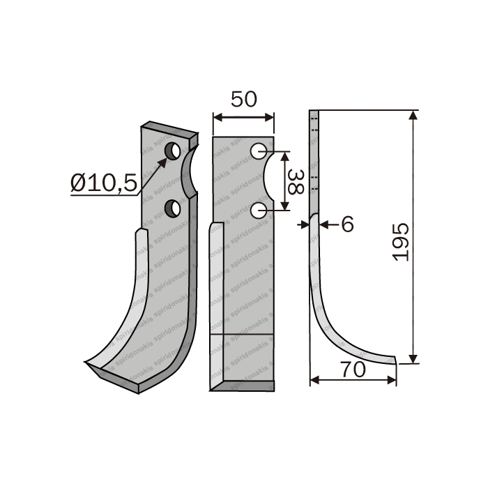 Rotary Cultivator Blade Barbieri No2 50x6