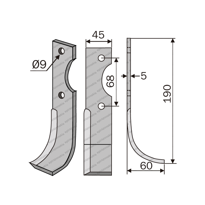 Rotary Cultivator Blade Benassi 50 E.T. 45x5 Left