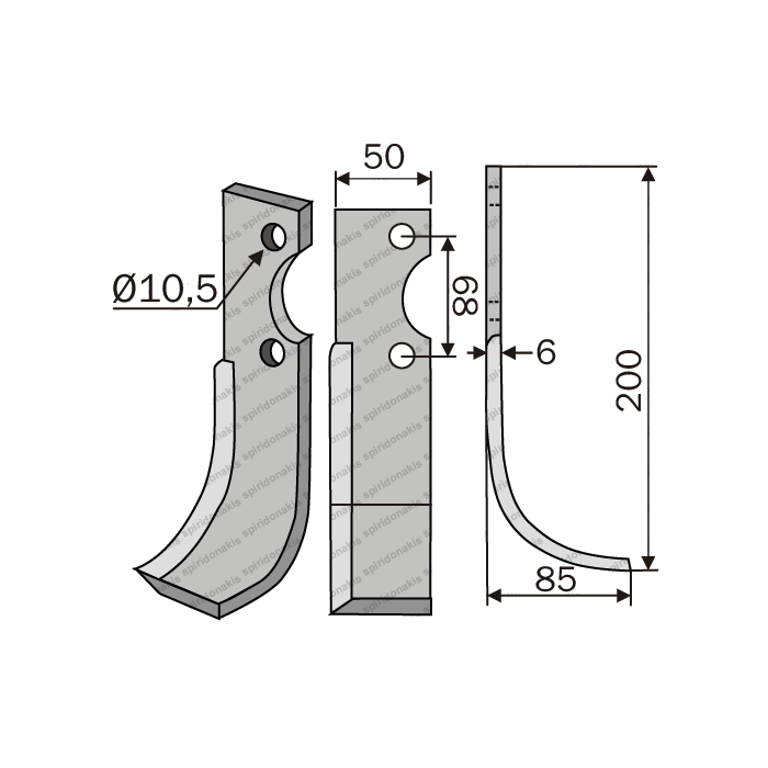 Rotary Cultivator Blade Benassi 50x6