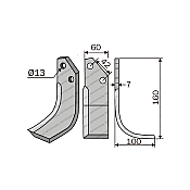 Rotary Cultivator Blade Bertolini 60x6 Angular Right 