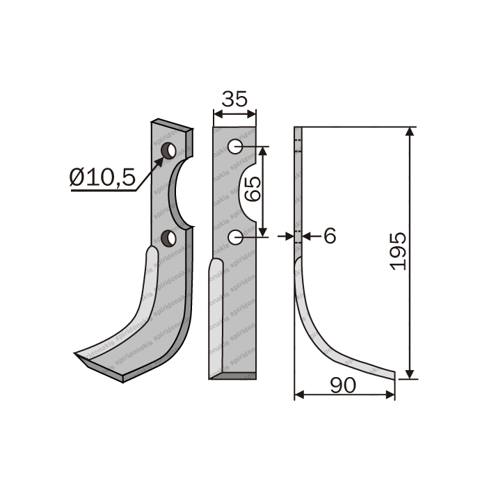 Rotary Cultivator Blade Ferrari 71E 35x5