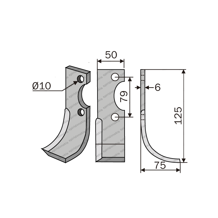 Rotary Cultivator Blade FM-Benassi 95 50x6