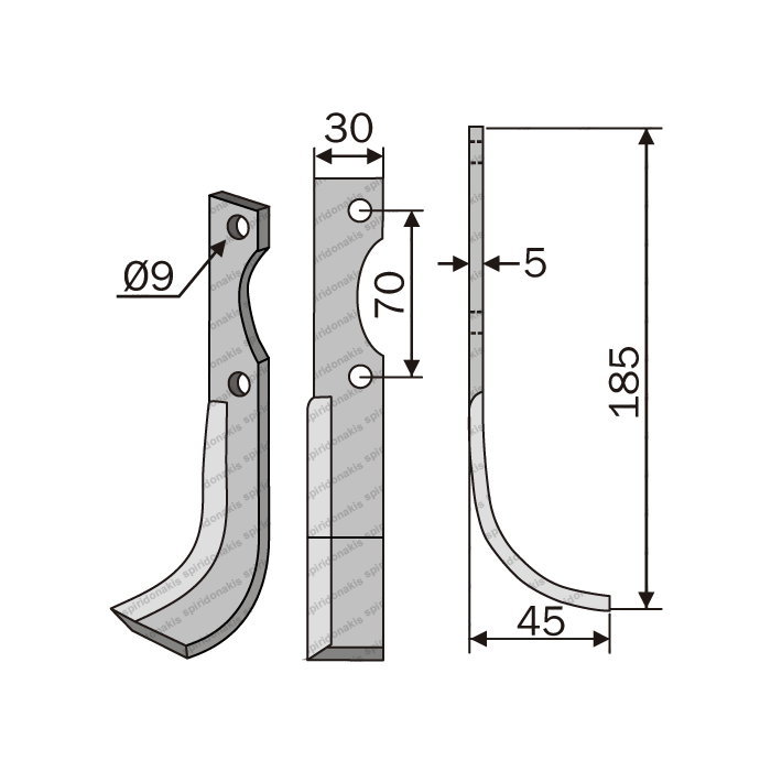 Rotary Cultivator Blade Agria 35x5