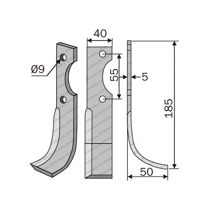 Rotary Cultivator Blade Pegasus Left 