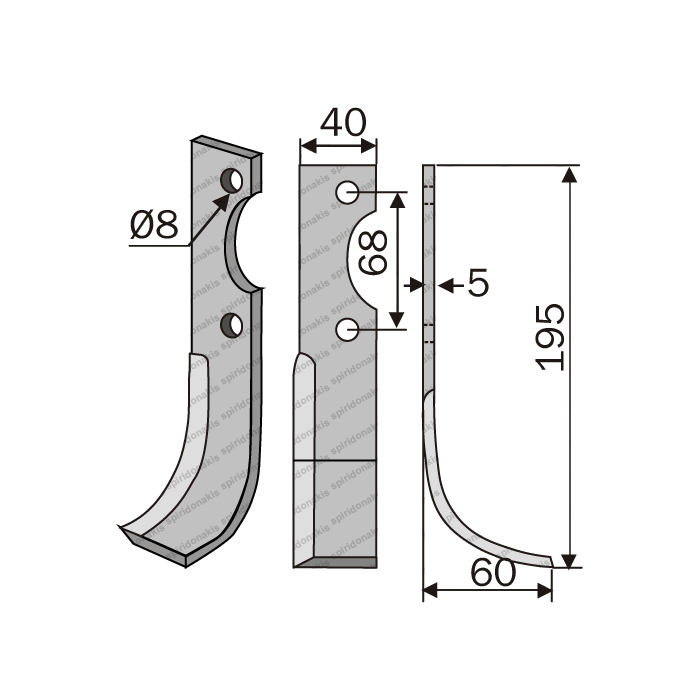 Rotary Cultivator Blade 40x5