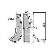 Rotary Cultivator Blade 60x6 Goldoni Right