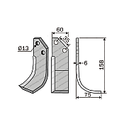 Rotary Cultivator Blade 60x6 Tsikos Left