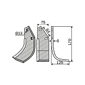 Rotary Cultivator Blade Patis-Pythagoras 75x6 Right