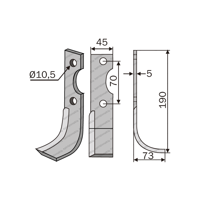 Rotary Cultivator Blade Barbieri E.T. 45x5