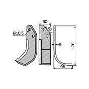 Rotary Cultivator Blade Goldoni 150 Angular Right