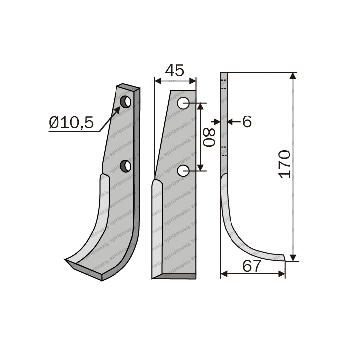 Rotary Cultivator Blade Goldoni 21-FM 820 45x6