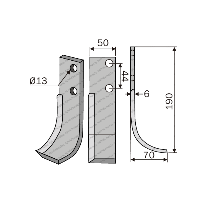 Rotary Cultivator Blade Leopard 80-Carr.13/18 45x6