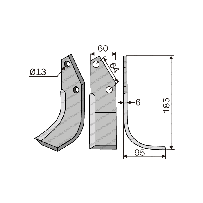 Rotary Cultivator Blade Tsalapataras Maschio 60x6