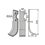 Rotary Cultivator Blade MG 13 (50Χ6/ΚΚ75/Φ10.5)