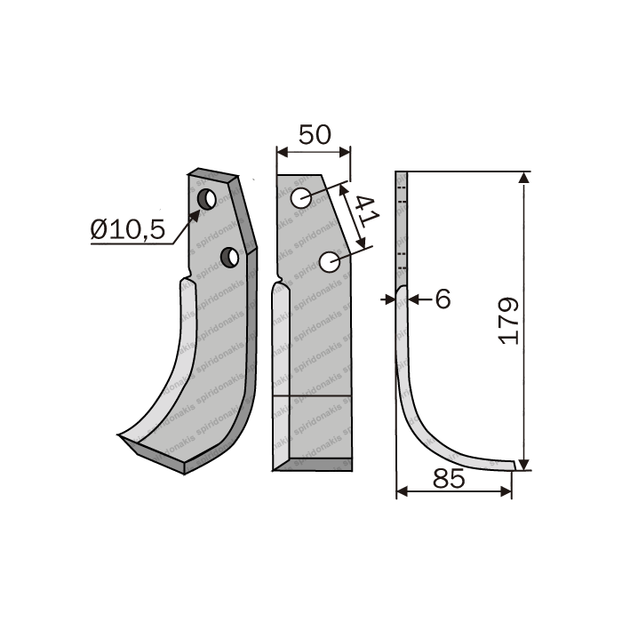 Rotary Cultivator Blade Regina 50x6