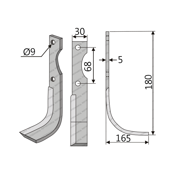 Rotary Cultivator Blade 30x5x180 Φ9 ΚΚ68