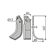 Rotary Cultivator Blade 60x6 Ø13 ΚΚ40 Agritech Rotary Cultivator Blade 60x6 Ø13 ΚΚ40 Agritech