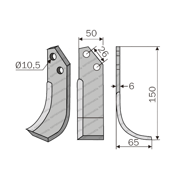 Rotary Cultivator Blade Ferrari T72 50x6