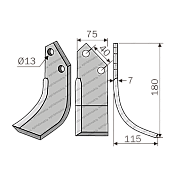 Rotary Cultivator Blade 375756 75x7 Ø13 ΚΚ40 Dondi Right Rotary Cultivator Blade 375756 75x7 Ø13 ΚΚ40 Dondi Right