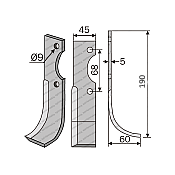 Rotary Cultivator Blade 140642 Benassi 45x5/ΚΚ68/Ø9 L190 Rotary Cultivator Blade 140642 Benassi 45x5/ΚΚ68/Ø9 L190