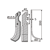 Rotary Cultivator Blade Barbieri Rlg1 40x5 ΚΚ68 Ø10,5