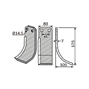 Rotary Cultivator Blade 380747 80x7 Ø14,5 ΚΚ45 Eberhard Left Rotary Cultivator Blade 380747 80x7 Ø14,5 ΚΚ45 Eberhard Left