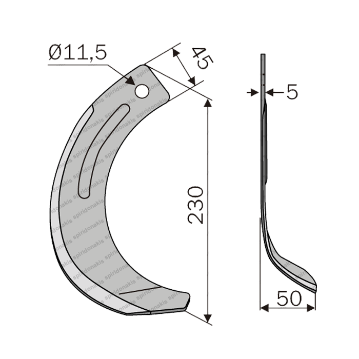 Rotary Cultivator Blade Hinomoto 45x5 Left