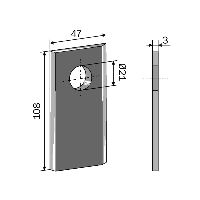 Λεπιδάκι Χορτοκοπτικού Ίσιο 108x47x3