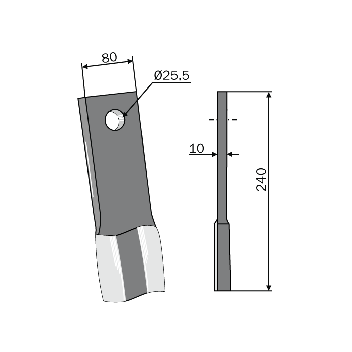 Finishing Mower Blade L.240 Greek 