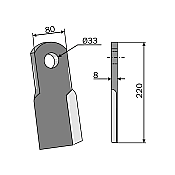 Μαχαίρι Σβούρας 80x8 L.220mm Φ33 Εγχώριο