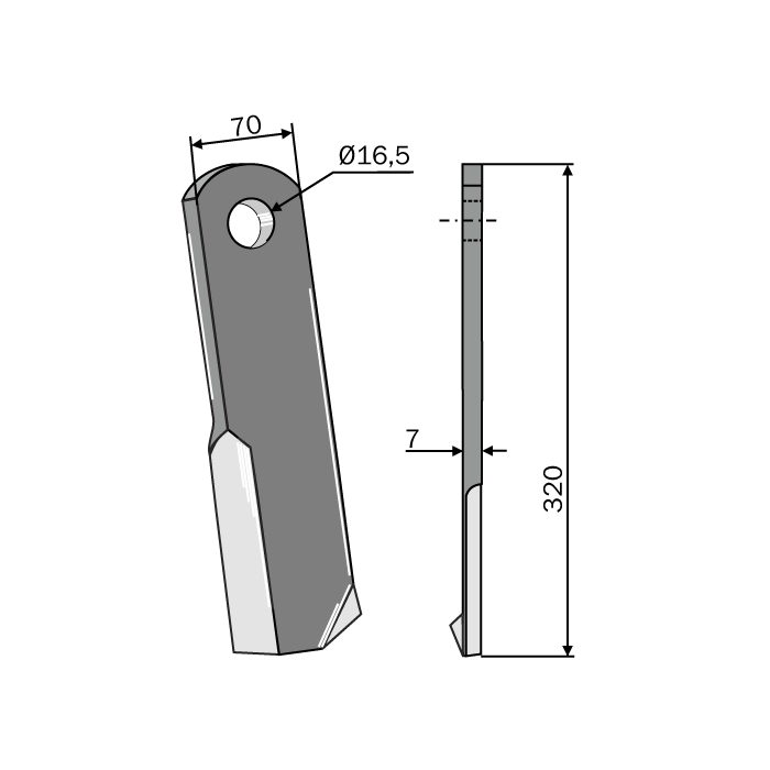 Finishing Mower Blade Left Ø17 Agriforge 