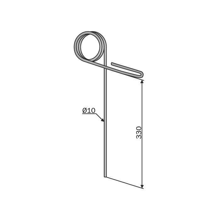 Harrow Spring Ø10 L.330mm Short Bianchi