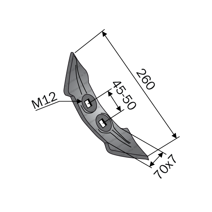 Νύχι Riper Διπλή Καρδιά 70x260/45-50/M12 BPT