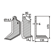 Rotary Cultivator Blade Maschio Angular 80Χ6-KK56-14.5