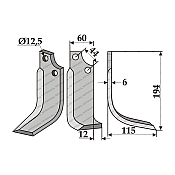 Rotary Cultivator Blade Maschio 60x6 Right Eurozappa