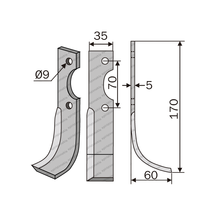 Rotary Cultivator Blade SEP 50 30x5